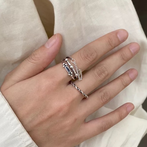 🆕 Vintage Black Chain Three Layer Adjustable Ring - Picture 1 of 6